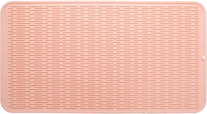 Silicone Dish Drying Mat for Multiple Usage,Easy clean,Eco-friendly,Heat-resistant Silicone Mat for Kitchen Counter or Sink,Refrigerator or Drawer Liner Pink 4XL 32 inches x 18 inches