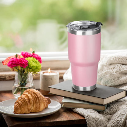 30 oz Tumbler with Lids and Straws Double Wall Vacuum Insulated Tumbler Cup,Stainless Steel Leak-proof Thermal Tumbler Travel Coffee Mug for Cold and Hot Drinks,Sakura Pink