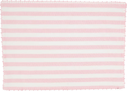 Classic Striped Whipstitch Pom Pom Placemat (Set of 4), Pink, 14"x20"