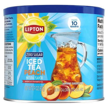 Diet Peach Iced Tea Mix – 10 Quarts Each– Z ero Sugar, Caffeinated Powder Drink Mix