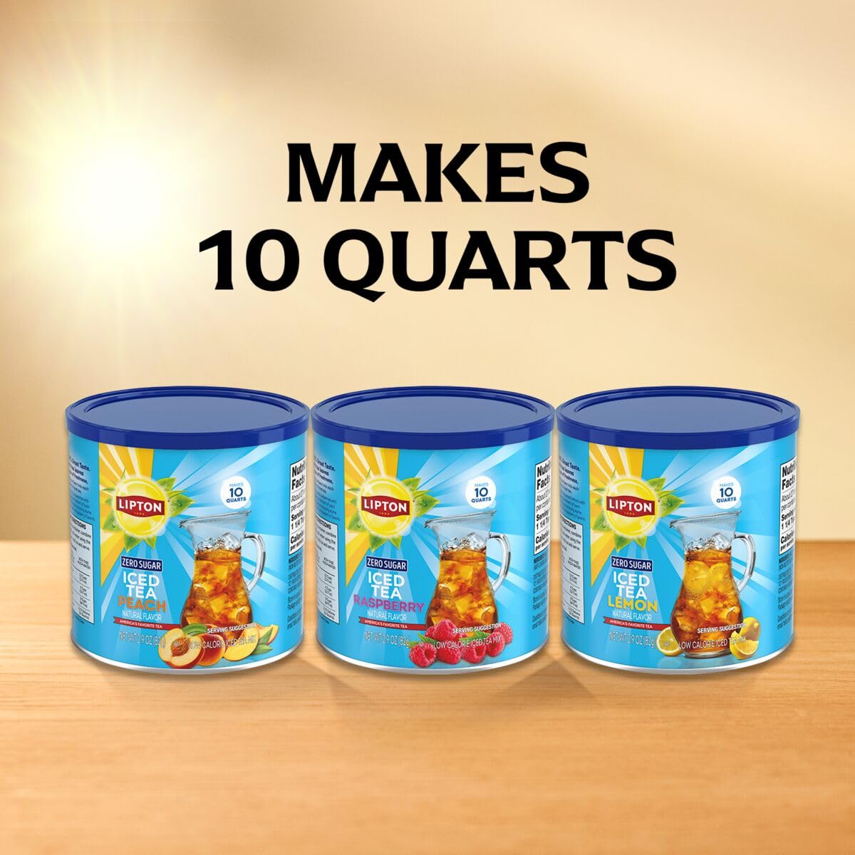 Diet Peach Iced Tea Mix – 10 Quarts Each– Z ero Sugar, Caffeinated Powder Drink Mix