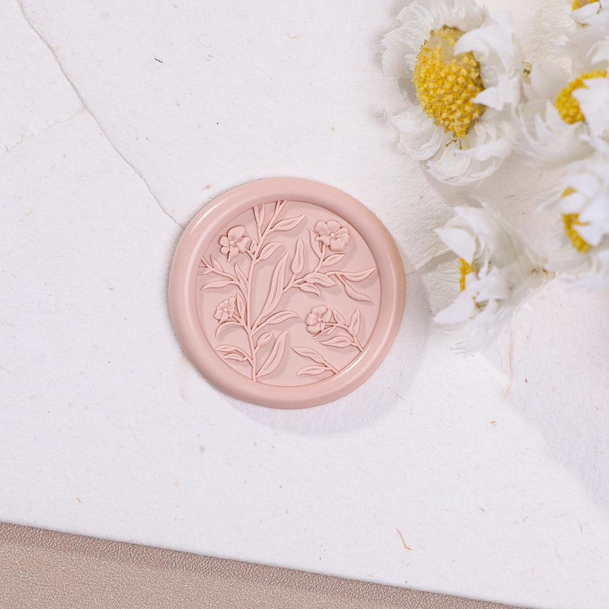 Wax Seal Stickers - 3D Floral Wedding Invitation Envelope Seal Sticker, 50 Pcs Self- Adhesive Flower Blush Pink Stickers, Perfect for Invitation, Christmas, Gift Wrapping