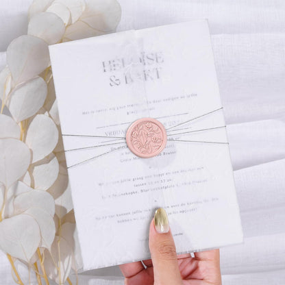 Wax Seal Stickers - 3D Floral Wedding Invitation Envelope Seal Sticker, 50 Pcs Self- Adhesive Flower Blush Pink Stickers, Perfect for Invitation, Christmas, Gift Wrapping