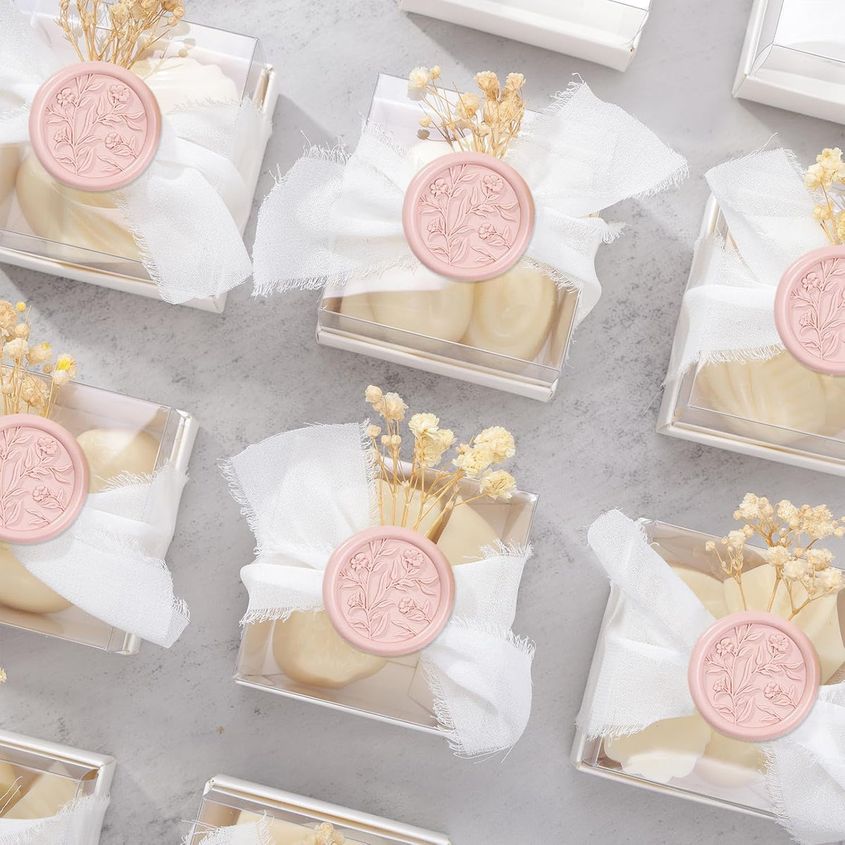 Wax Seal Stickers - 3D Floral Wedding Invitation Envelope Seal Sticker, 50 Pcs Self- Adhesive Flower Blush Pink Stickers, Perfect for Invitation, Christmas, Gift Wrapping