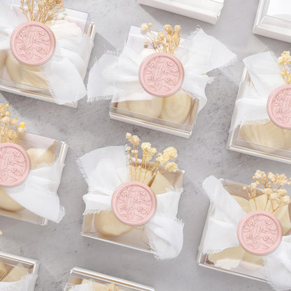 Wax Seal Stickers - 3D Floral Wedding Invitation Envelope Seal Sticker, 50 Pcs Self- Adhesive Flower Blush Pink Stickers, Perfect for Invitation, Christmas, Gift Wrapping