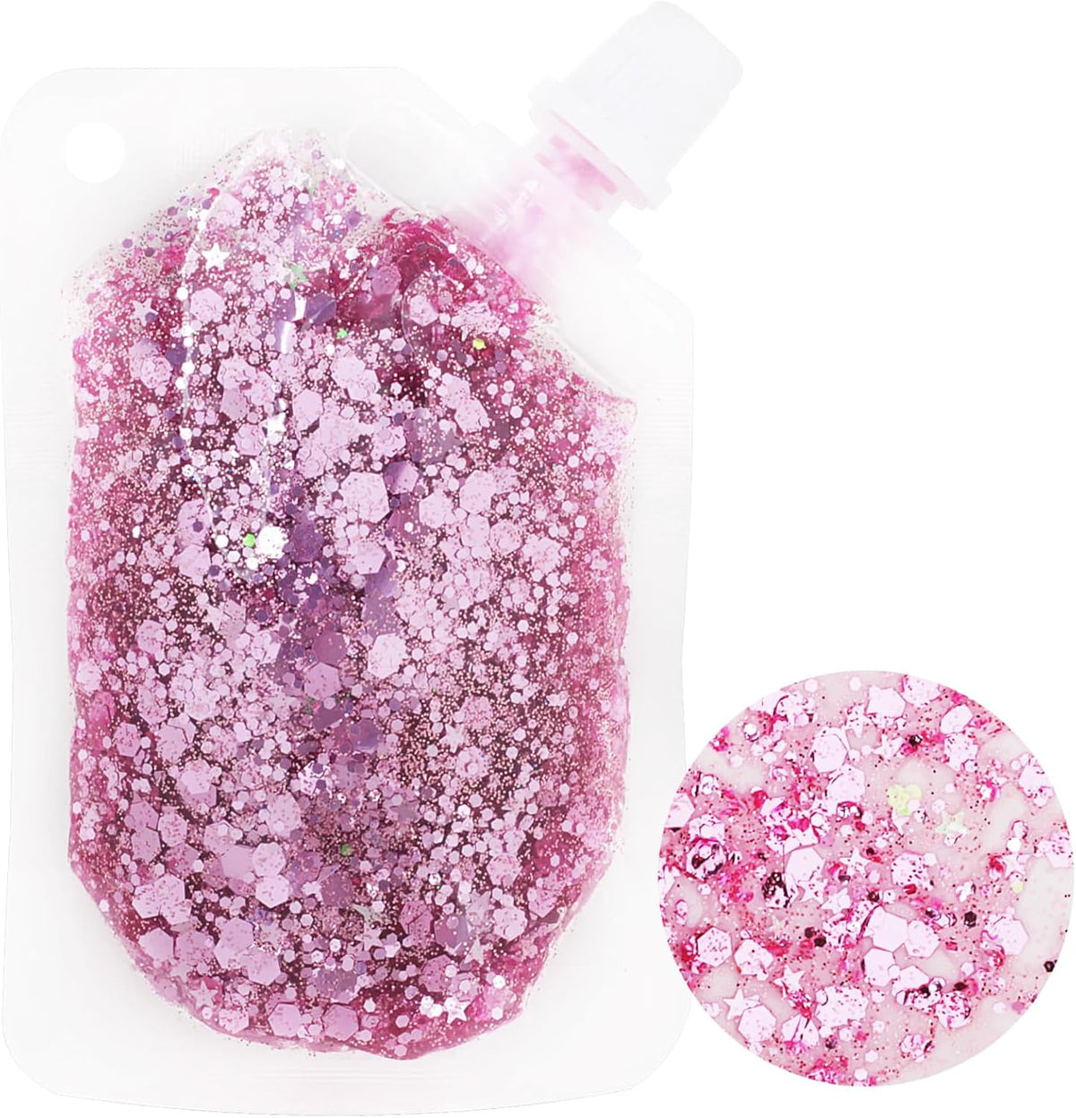 Pink Face Glitter,Pink Out Accessories for Spirit Week,Sparkle Hair Glitter Face Paint,Singer Concerts Lover Heart Glitter Makeup,Body Glitter for Women Kids