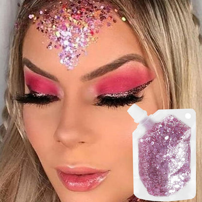 Pink Face Glitter,Pink Out Accessories for Spirit Week,Sparkle Hair Glitter Face Paint,Singer Concerts Lover Heart Glitter Makeup,Body Glitter for Women Kids