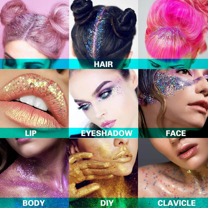 Pink Face Glitter,Pink Out Accessories for Spirit Week,Sparkle Hair Glitter Face Paint,Singer Concerts Lover Heart Glitter Makeup,Body Glitter for Women Kids