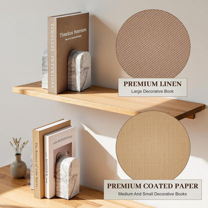 Decorative Books, Set of 3 Fake Book Storage Boxes, Oatmeal