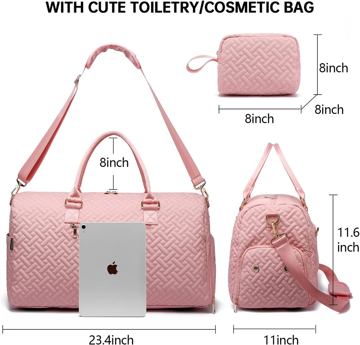 Duffle Bag for Travel, Weekender Bag with Shoe Compartment, Carry On Overnight Bag for Women with Toiletry Bag,Gym Bag with Wet Pocket, Hospital Bags for Labor and Delivery
