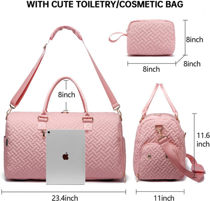 Duffle Bag for Travel, Weekender Bag with Shoe Compartment, Carry On Overnight Bag for Women with Toiletry Bag,Gym Bag with Wet Pocket, Hospital Bags for Labor and Delivery