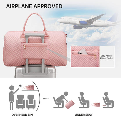 Duffle Bag for Travel, Weekender Bag with Shoe Compartment, Carry On Overnight Bag for Women with Toiletry Bag,Gym Bag with Wet Pocket, Hospital Bags for Labor and Delivery