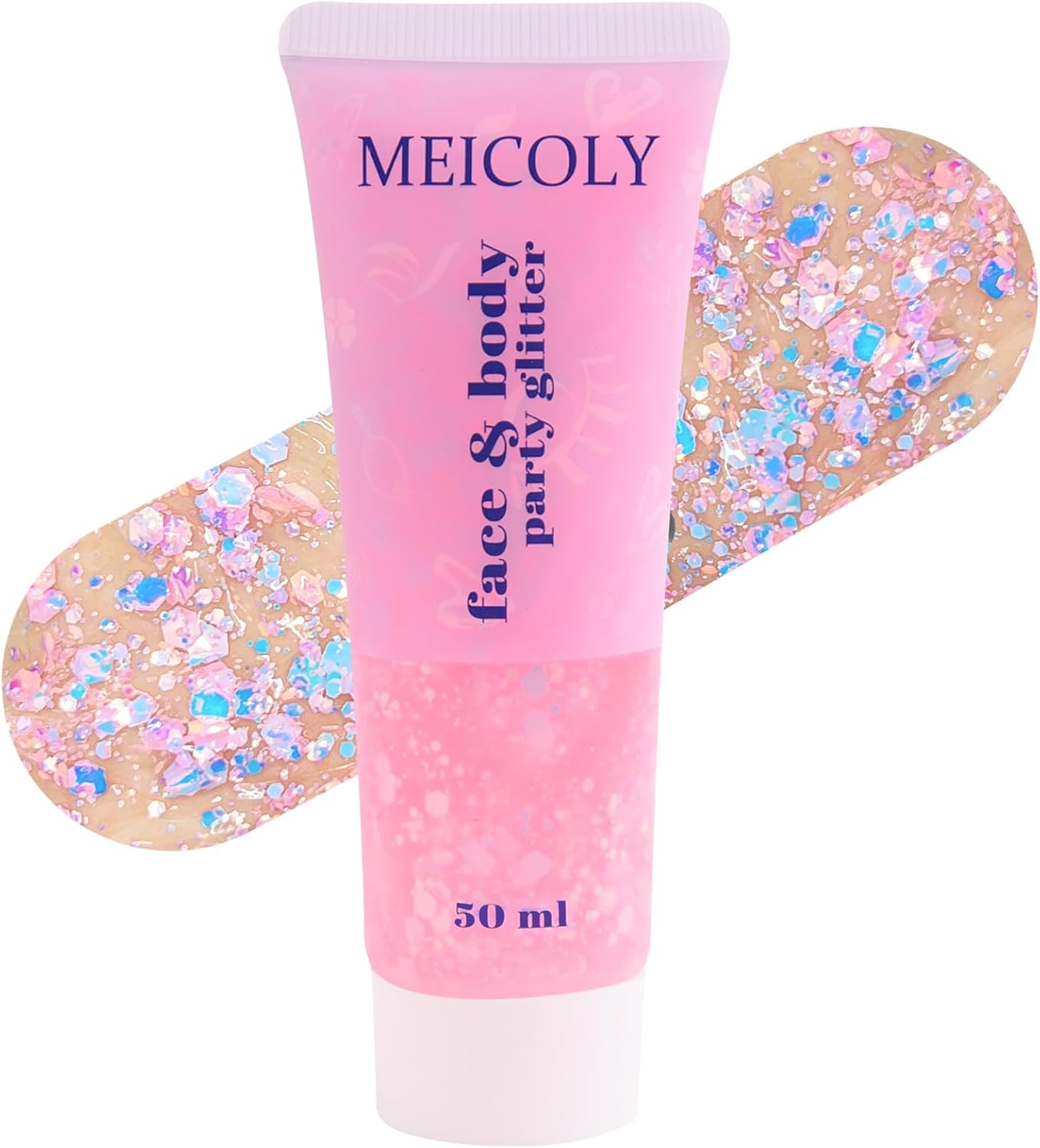 Chameleon Baby Pink Body Glitter,Pink Turn to Purple Face Glitter Paint,Holographic Color Changing Mermaid Hair Glitter Gel for Hair,Self-Adhesive Pink Halloween Glitter for Festival Party