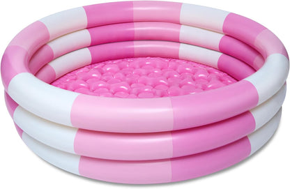Inflatable Kiddie Pool, 3 Rings Round Blow up Swimming Pool for Baby Kids, Portable Toddler Stripe Water Splash Play Toys for Summer Backyard Party Birthday Gifts