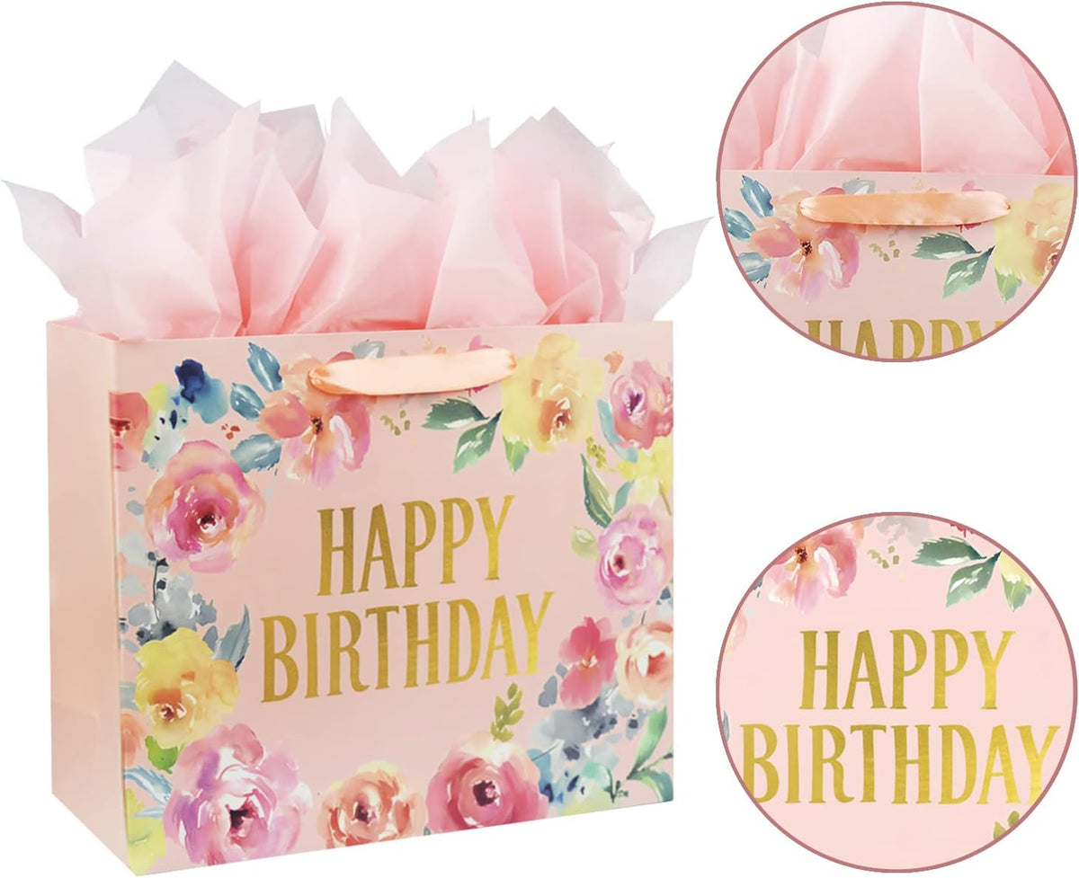 13 Inch Large Birthday Gift Bag for Women & Girls Birthday Party