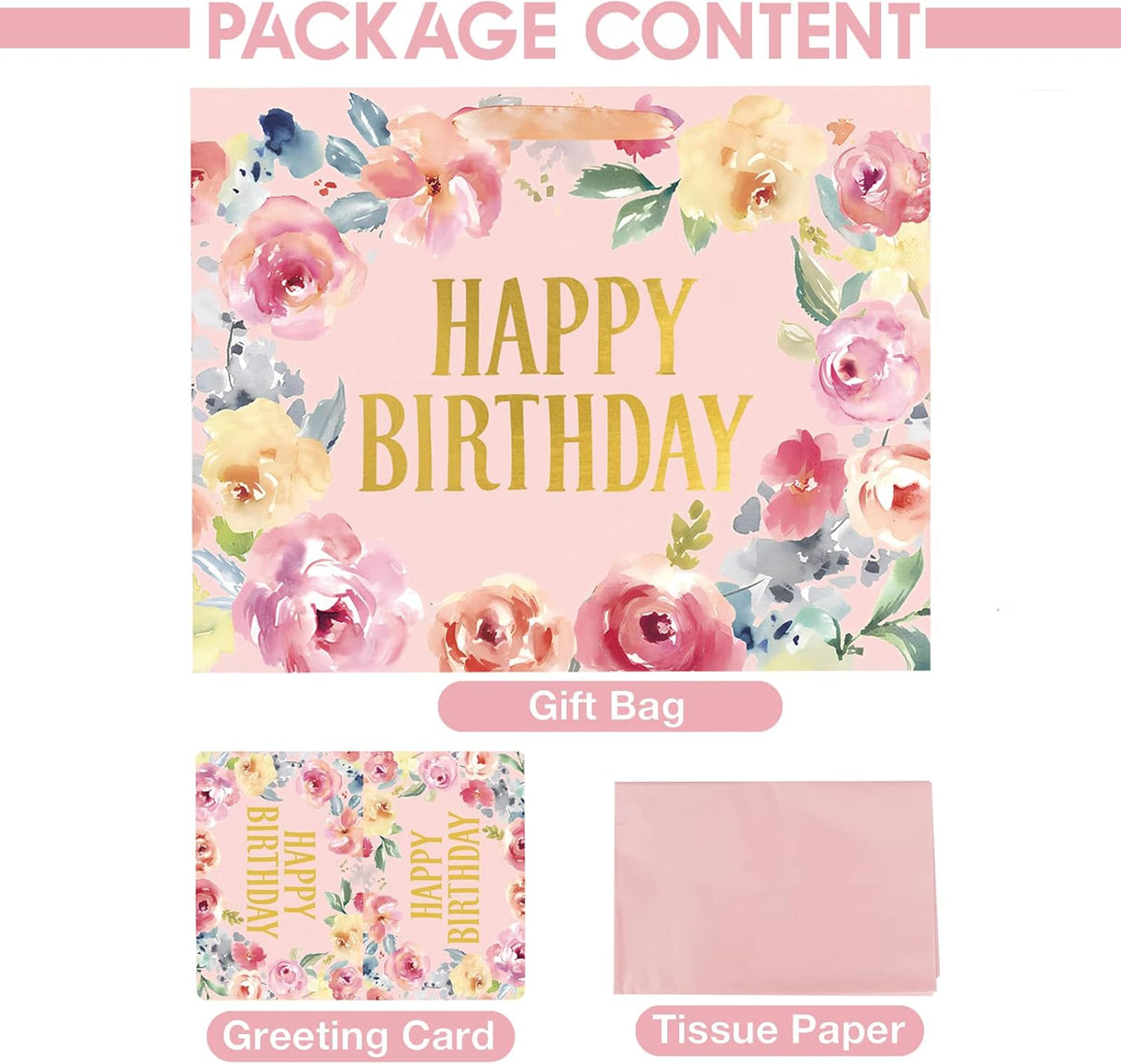 13 Inch Large Birthday Gift Bag for Women & Girls Birthday Party