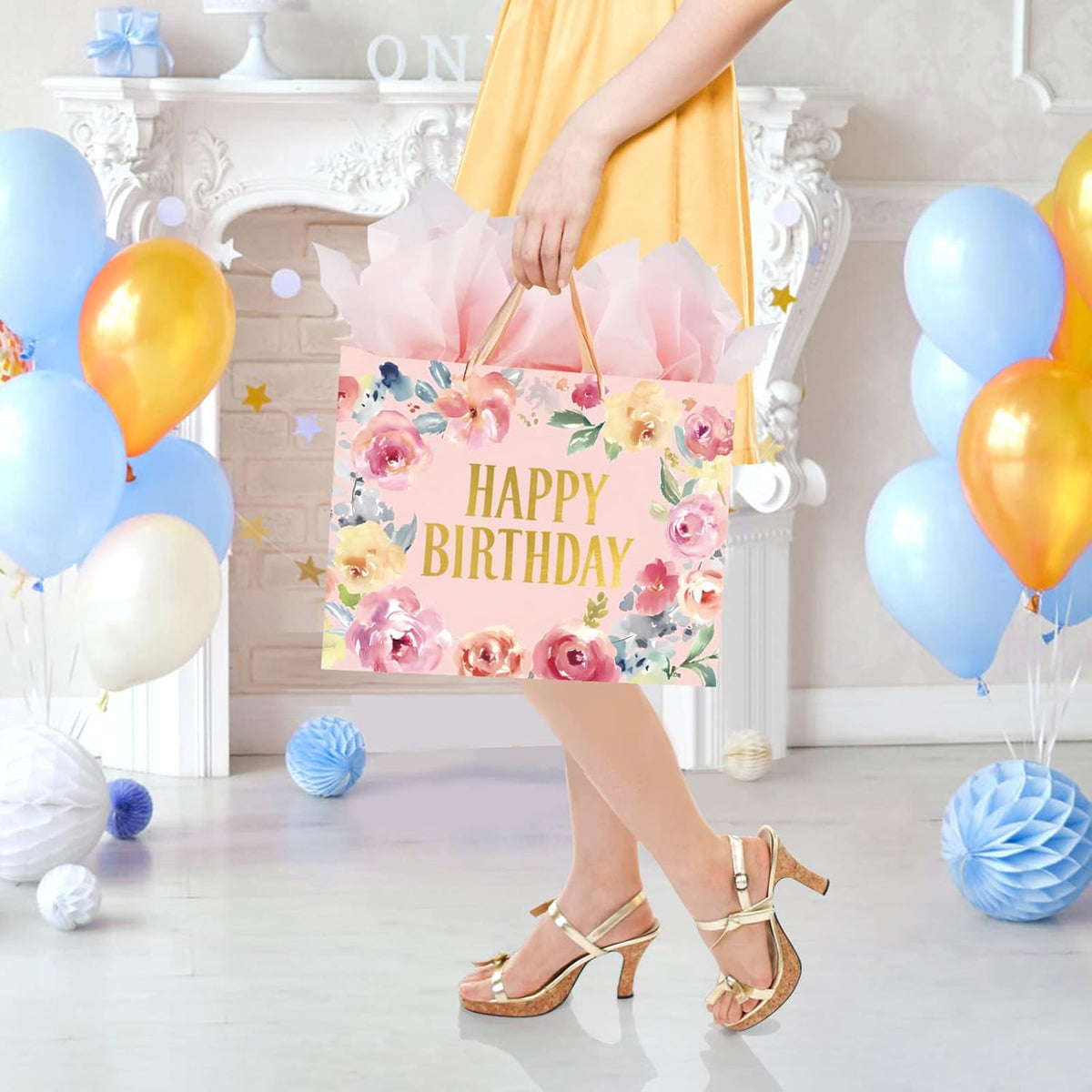 13 Inch Large Birthday Gift Bag for Women & Girls Birthday Party
