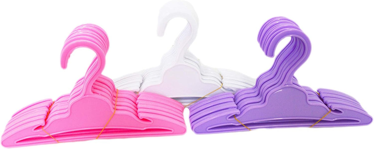 36 Piece Sturdy 18 Inch Fashion Doll Clothes Hangers - Pink, Purple, White