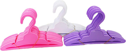 36 Piece Sturdy 18 Inch Fashion Doll Clothes Hangers - Pink, Purple, White