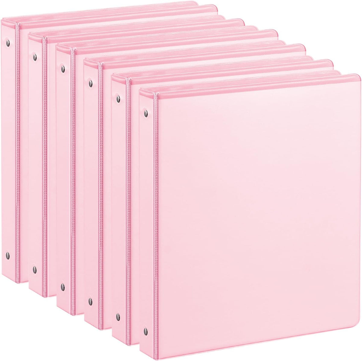 SUIN 1-inch 3 Ring Binder with 2 Interior Pockets, 1''Durable Binders Holds US Letter Size 8.5'' x 11'' Paper - Versatile Binders for Office, Home, and School Use, 6 Pack Pastel Pink