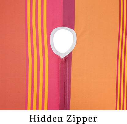 Outdoor Tablecloth with Umbrella Hole and Zipper, Yellow Pink Stripe Table Cloth Rectangle 60×84 Inch Waterproof Fade Resistant Patio Table Cover for Spring Summer Garden Picnic Dinner