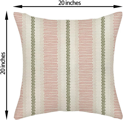 Pink Sage Green Pillow Covers 20x20 Inch 2 Pcs Boho Preppy Polka Dots Striped Decor Throw Pillows Modern Geometric Outdoor Farmhouse Decoration Pillowcase Linen Cushion Cover for Couch Sofa