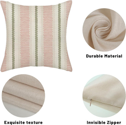 Pink Sage Green Pillow Covers 20x20 Inch 2 Pcs Boho Preppy Polka Dots Striped Decor Throw Pillows Modern Geometric Outdoor Farmhouse Decoration Pillowcase Linen Cushion Cover for Couch Sofa