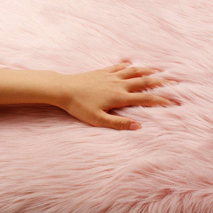 Ultra Soft 1.3x2 Feet Faux Fur Rug, Fluffy Shaggy Area Rug Sheepskin Fur, Pink Fuzzy Rug Machine Washable Shag Rug, Nursery Decor Throw Rugs Carpet for Bedroom, Kids Room, Living Room