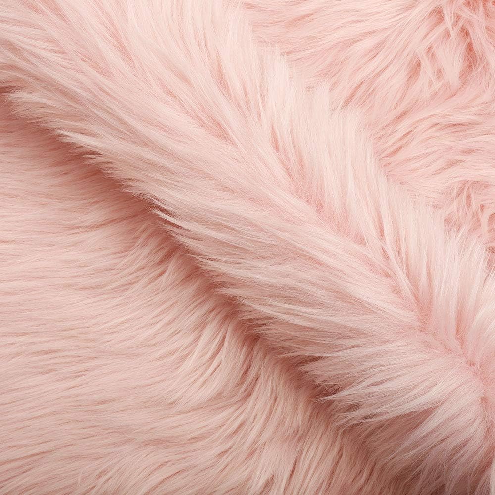 Ultra Soft 1.3x2 Feet Faux Fur Rug, Fluffy Shaggy Area Rug Sheepskin Fur, Pink Fuzzy Rug Machine Washable Shag Rug, Nursery Decor Throw Rugs Carpet for Bedroom, Kids Room, Living Room