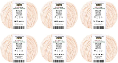 BabyPure Organic Cotton Yarn – 100% Organic Cotton – Made with GOTS Certified Cotton – Soft Baby Yarn – 3 or 6 Skein Pack (6, Soft Peach)