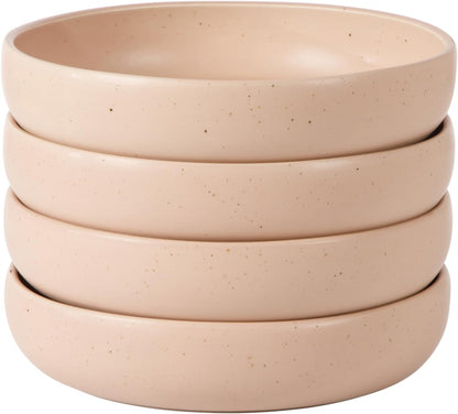 Two Time Oprah's Favorite Things Winner - Corsica Clay 4-Piece Meal and Pasta Bowl Set – Prosecco Blush Pink Stoneware for Dinner, Serving & Everyday Use