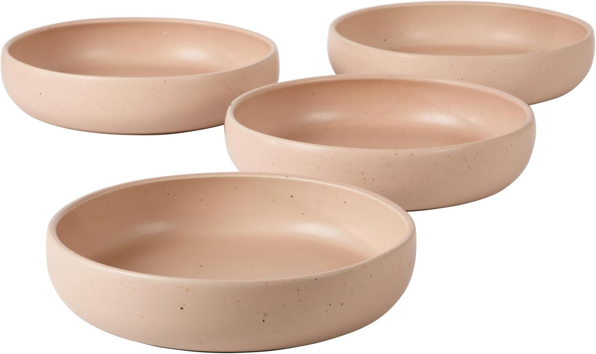 Two Time Oprah's Favorite Things Winner - Corsica Clay 4-Piece Meal and Pasta Bowl Set – Prosecco Blush Pink Stoneware for Dinner, Serving & Everyday Use