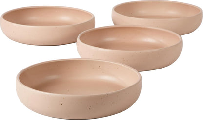 Two Time Oprah's Favorite Things Winner - Corsica Clay 4-Piece Meal and Pasta Bowl Set – Prosecco Blush Pink Stoneware for Dinner, Serving & Everyday Use