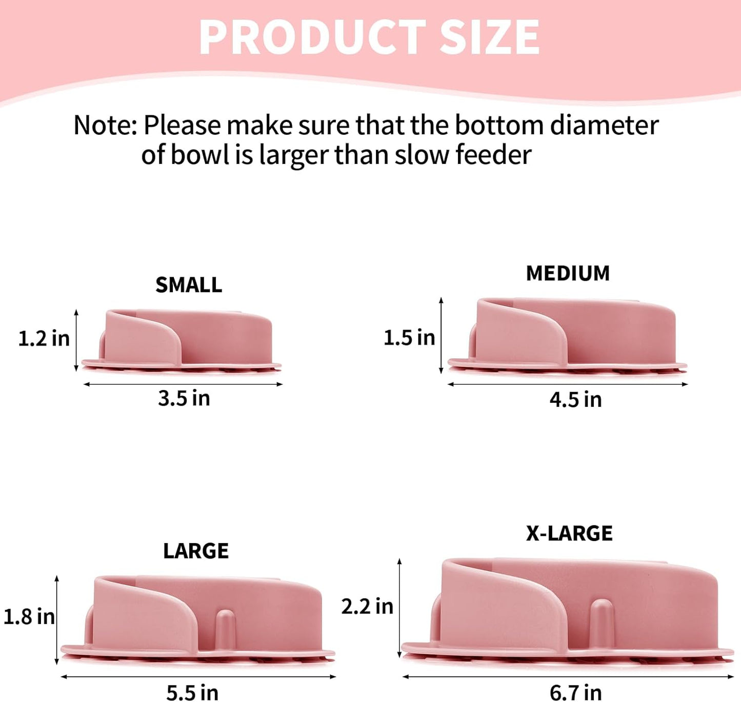 Slow Feeder Dog Bowls Insert, Soft Silicone Slow Eating Feeder Insert with Suction Cups for Small, Medium and Large Dogs, Fit into Basic and Elevated Dog Bowls, Pink