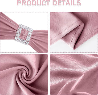 60 PCS Spandex Chair Sashes Bows Stretch Chair Cover Band with Buckle Slider Universal Elastic Chair Ties for Wedding Banquet Party Event Decoration (Dusty Pink)
