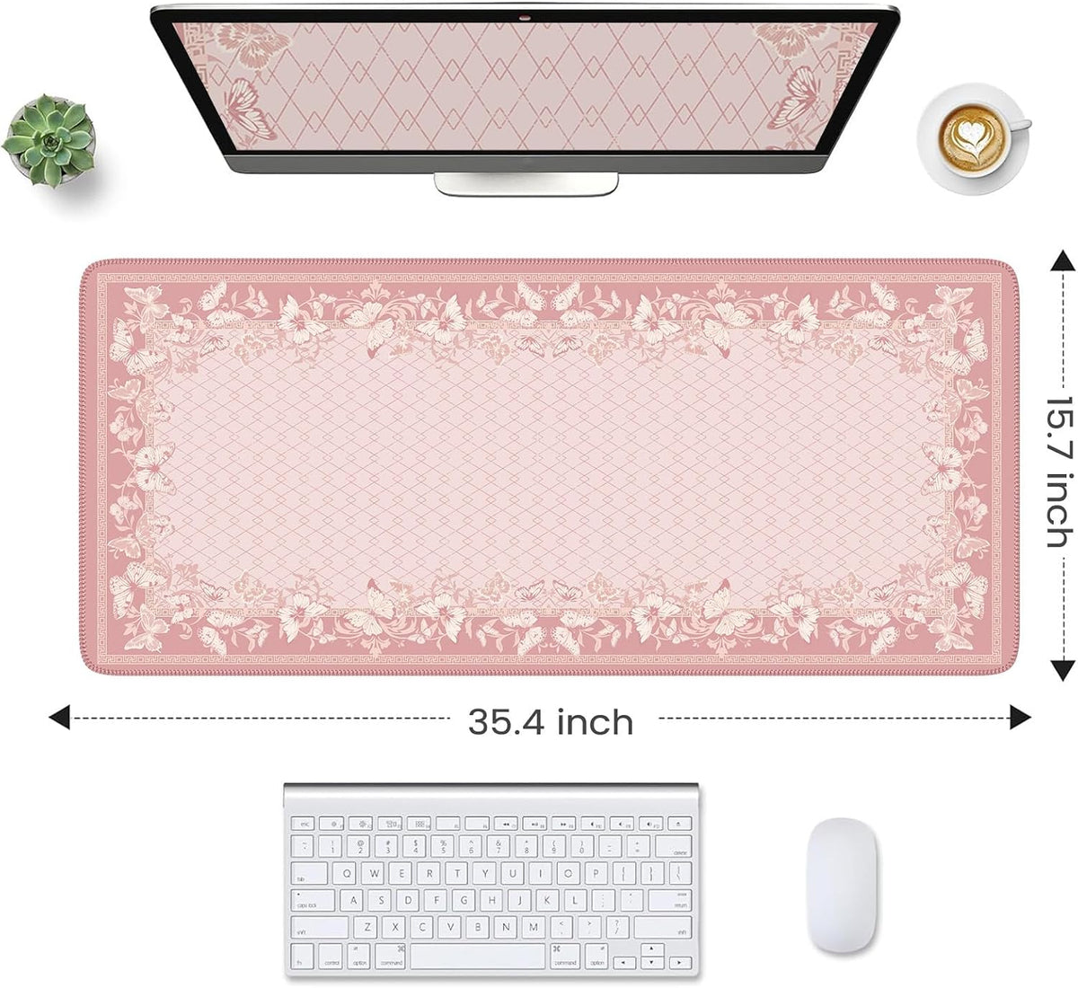 Pink Desk Pad, Cute Computer Mat for Aesthetic Home Accessory