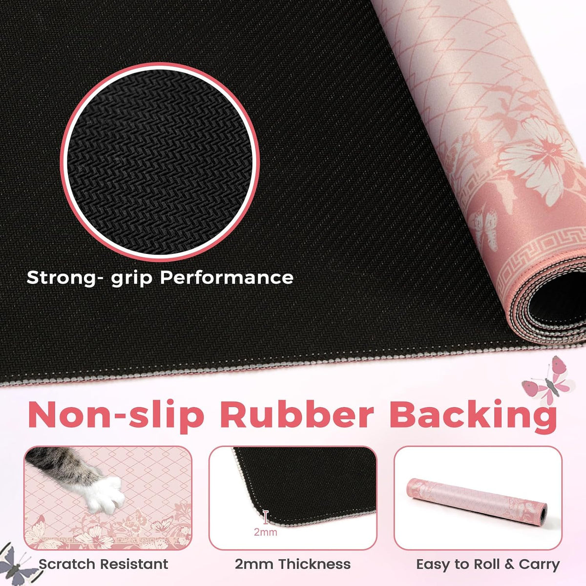 Pink Desk Pad, Cute Computer Mat for Aesthetic Home Accessory