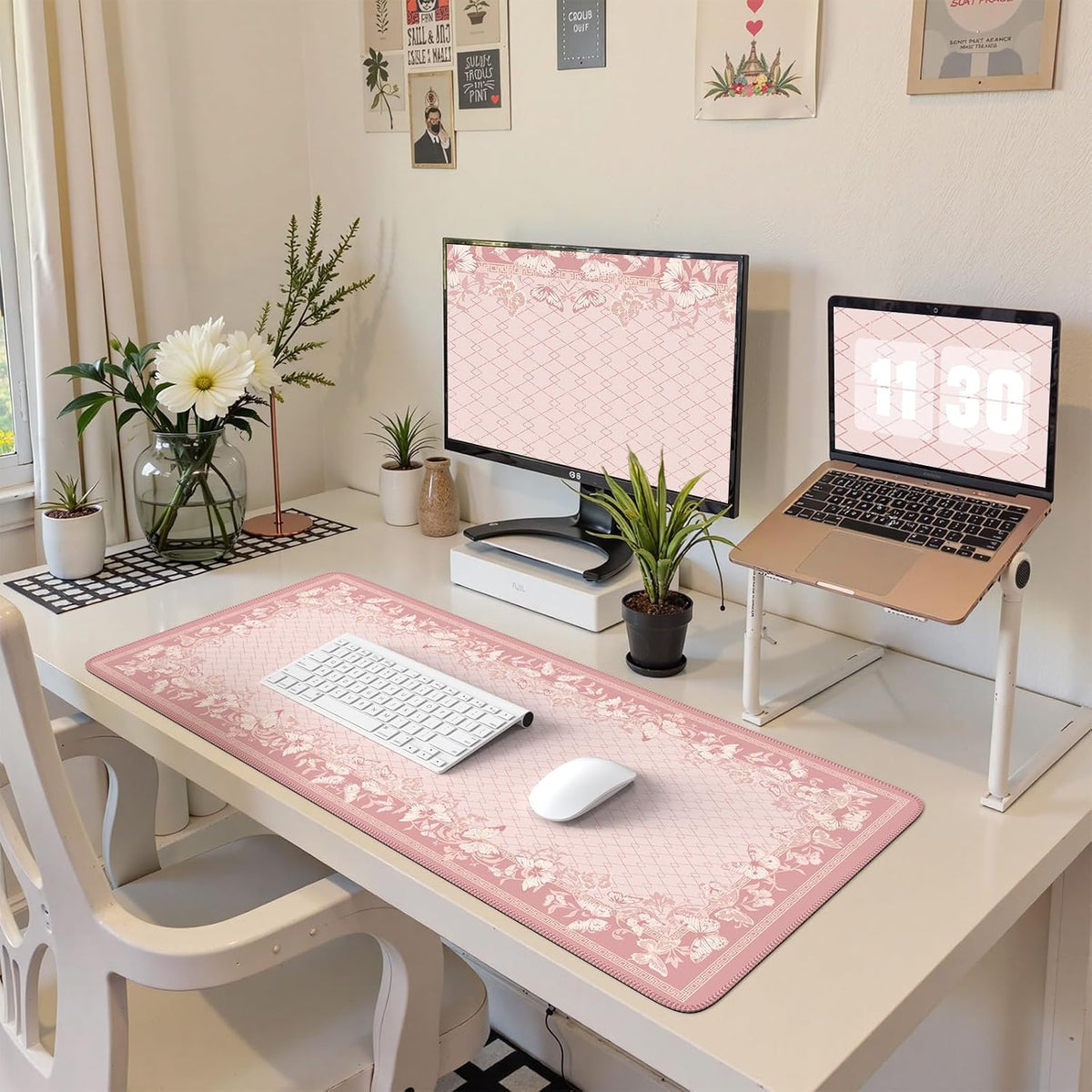Pink Desk Pad, Cute Computer Mat for Aesthetic Home Accessory