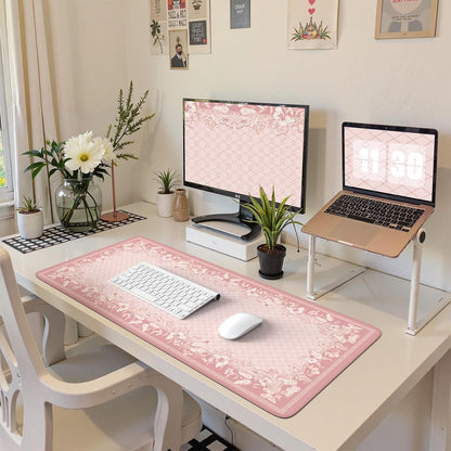 Pink Desk Pad, Cute Computer Mat for Aesthetic Home Accessory
