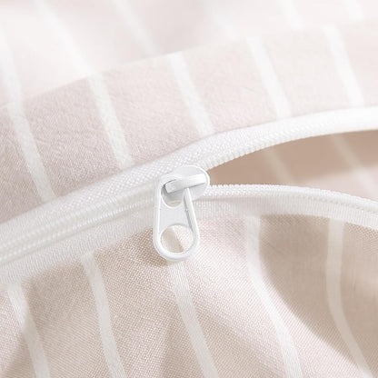 Striped Duvet Cover King Size,100% Washed Cotton Bedding Set,Textured Linen Feel,Breathable,Organic,3 Piece(White Stripes 104x90)