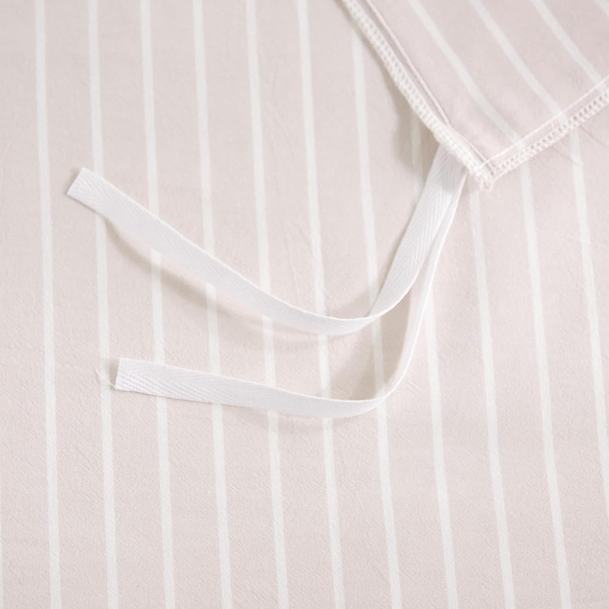 Striped Duvet Cover King Size,100% Washed Cotton Bedding Set,Textured Linen Feel,Breathable,Organic,3 Piece(White Stripes 104x90)