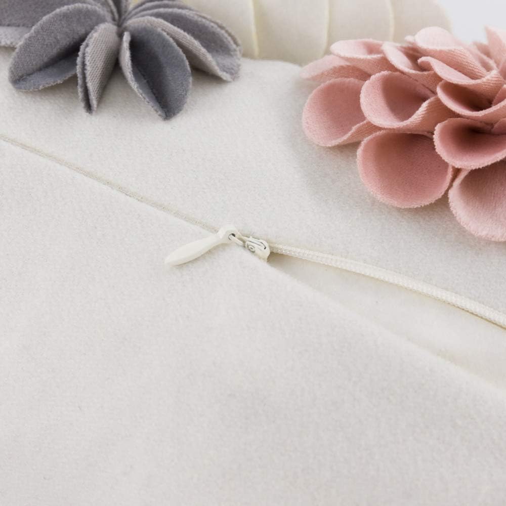Soft Velvet 3D Flower Accent Throw Pillow Cover, Pink, 12x20 Inch
