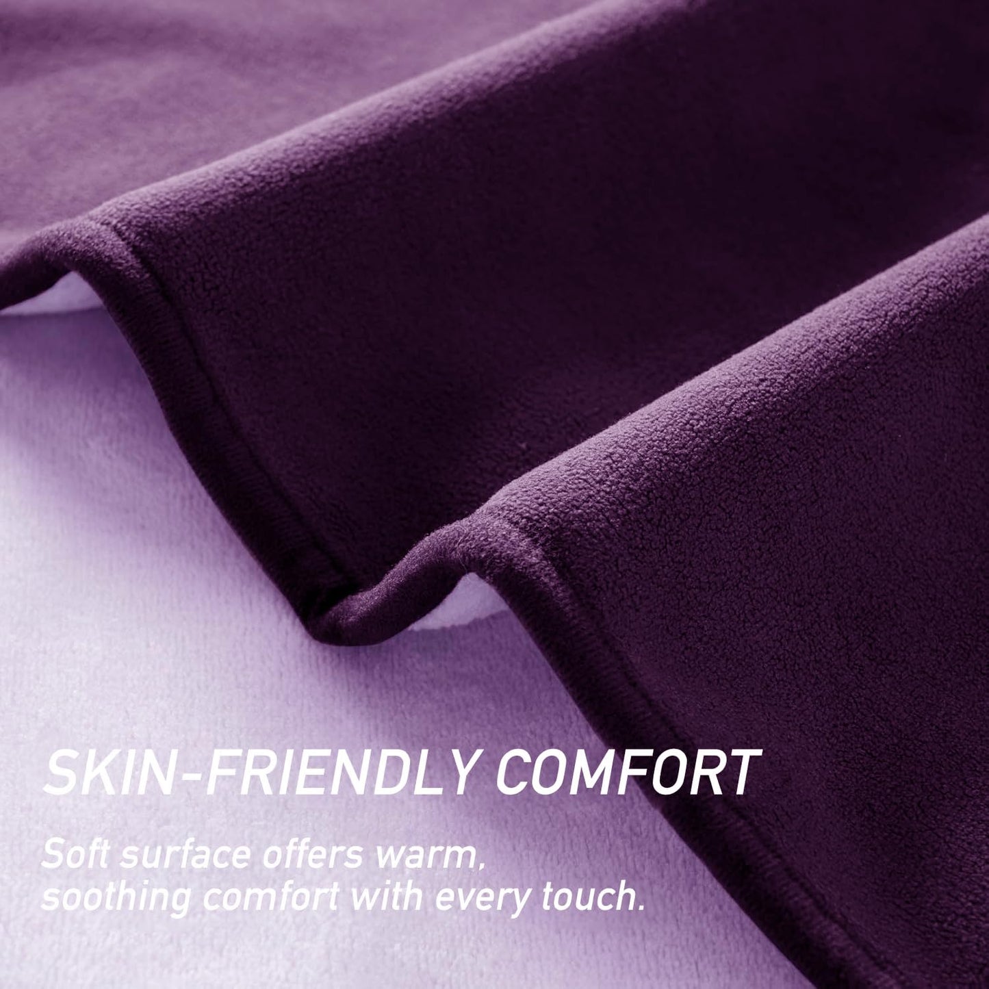 Waterproof Blanket for Couch Bed, Double Side Leakproof Dog Throw Blanket Flannel Fleece 3 Layer Lightweight Blanket (Dark-Light Purple, 60"×80")