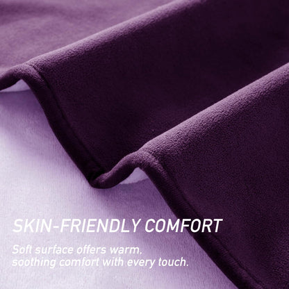 Waterproof Blanket for Couch Bed, Double Side Leakproof Dog Throw Blanket Flannel Fleece 3 Layer Lightweight Blanket (Dark-Light Purple, 60"×80")