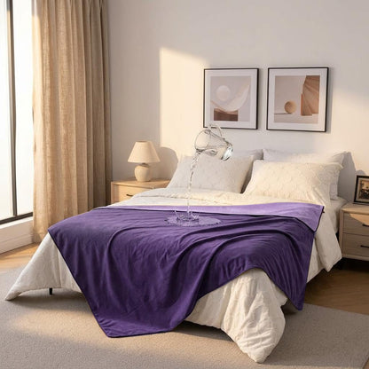 Waterproof Blanket for Couch Bed, Double Side Leakproof Dog Throw Blanket Flannel Fleece 3 Layer Lightweight Blanket (Dark-Light Purple, 60"×80")