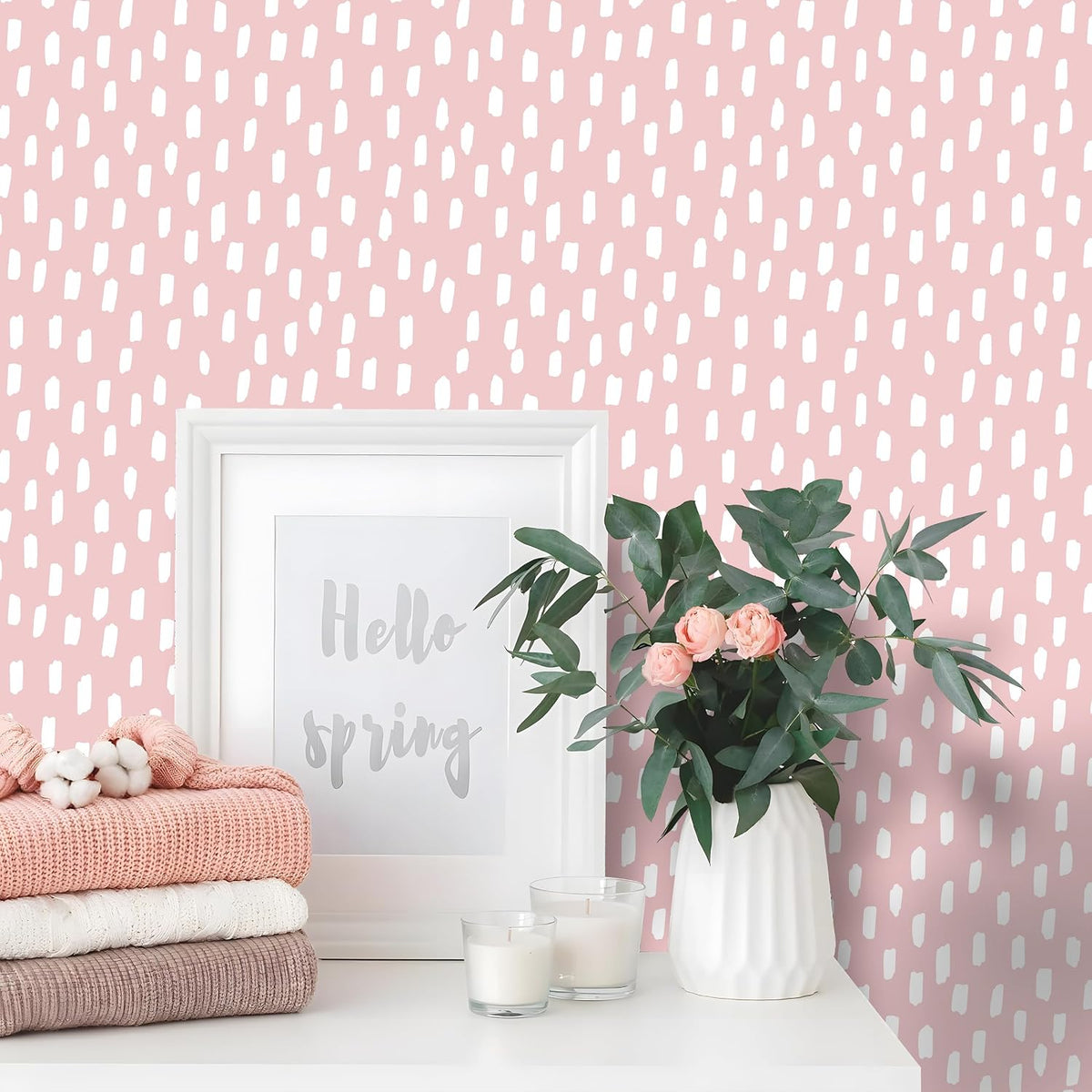 Pink Wallpaper Peel and Stick Kids Girly Geometric for Nursery