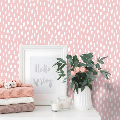 Pink Wallpaper Peel and Stick Kids Girly Geometric for Nursery