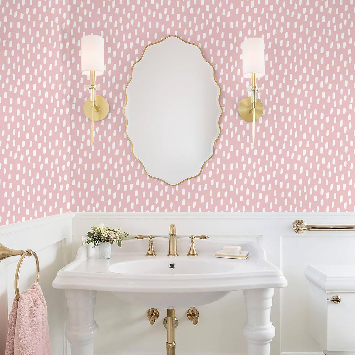 Pink Wallpaper Peel and Stick Kids Girly Geometric for Nursery