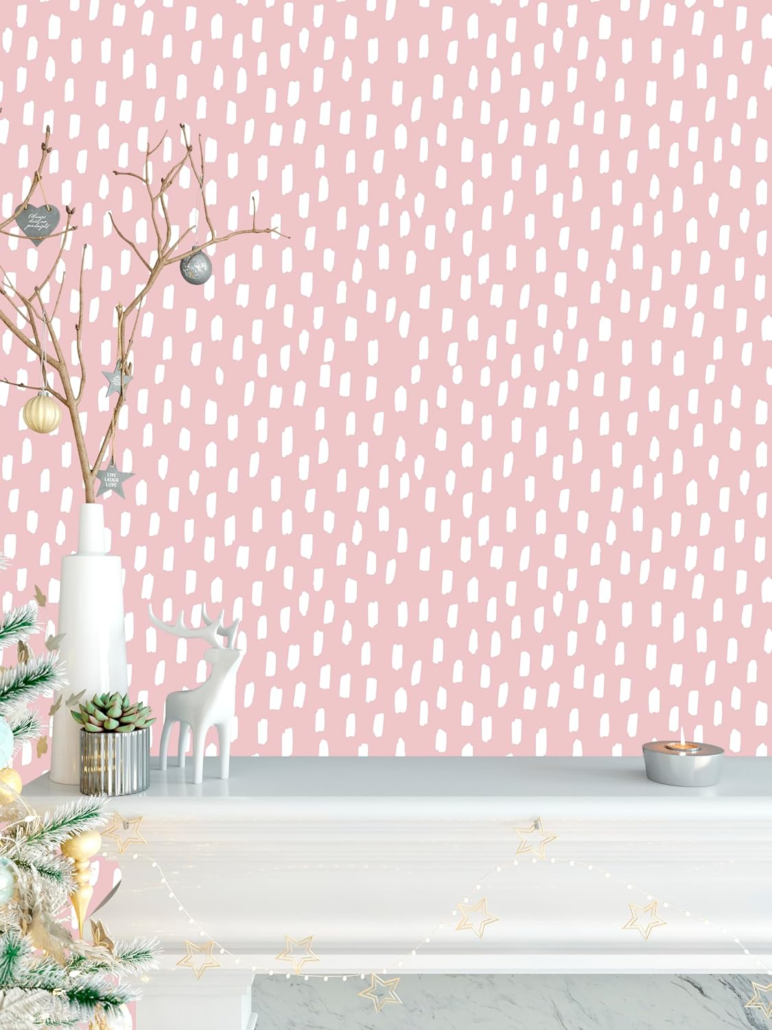 Pink Wallpaper Peel and Stick Kids Girly Geometric for Nursery