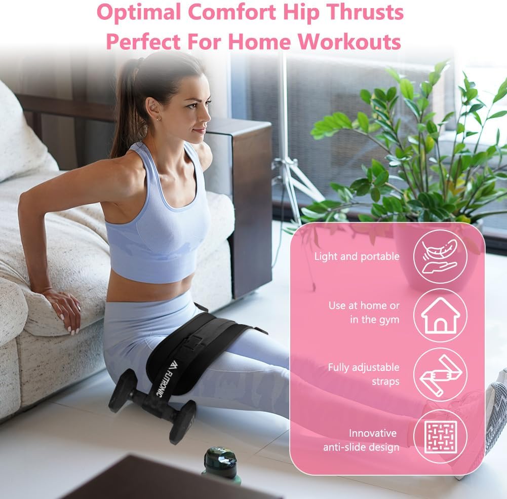 Exercise Hip Thrust Belt, Glute Trainer, Adjustable Hip Thrust Belt with Extra Padding for Dumbbells Kettlebells Gym Fitness Bodybuilding Weightlifting